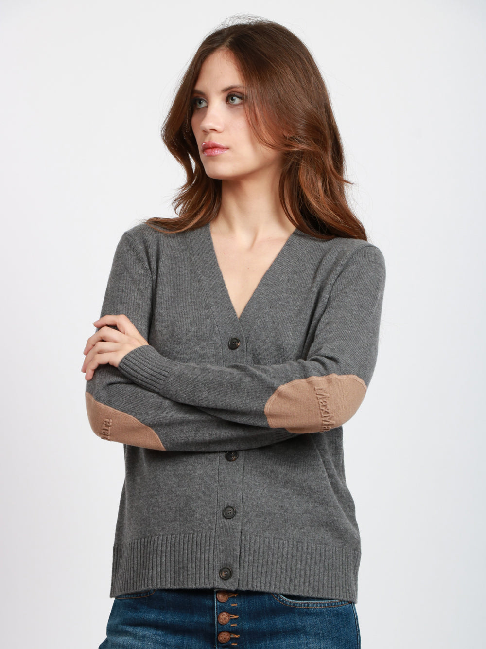 S MAXMARA Cardigan Apollo taglio Maschile in Lana Grigio Grigio