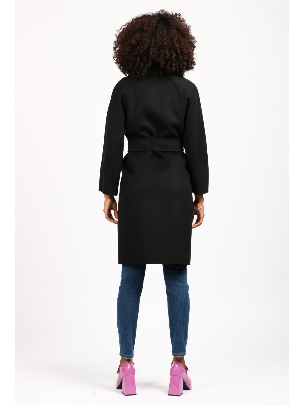 S MAXMARA Cappotto Arona a Vestaglia in Lana Vergine Nero Nero