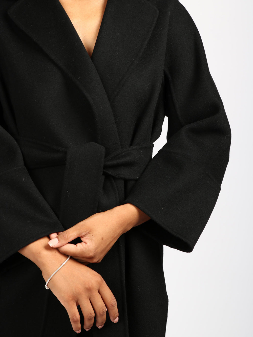 S MAXMARA Cappotto Arona a Vestaglia in Lana Vergine Nero Nero