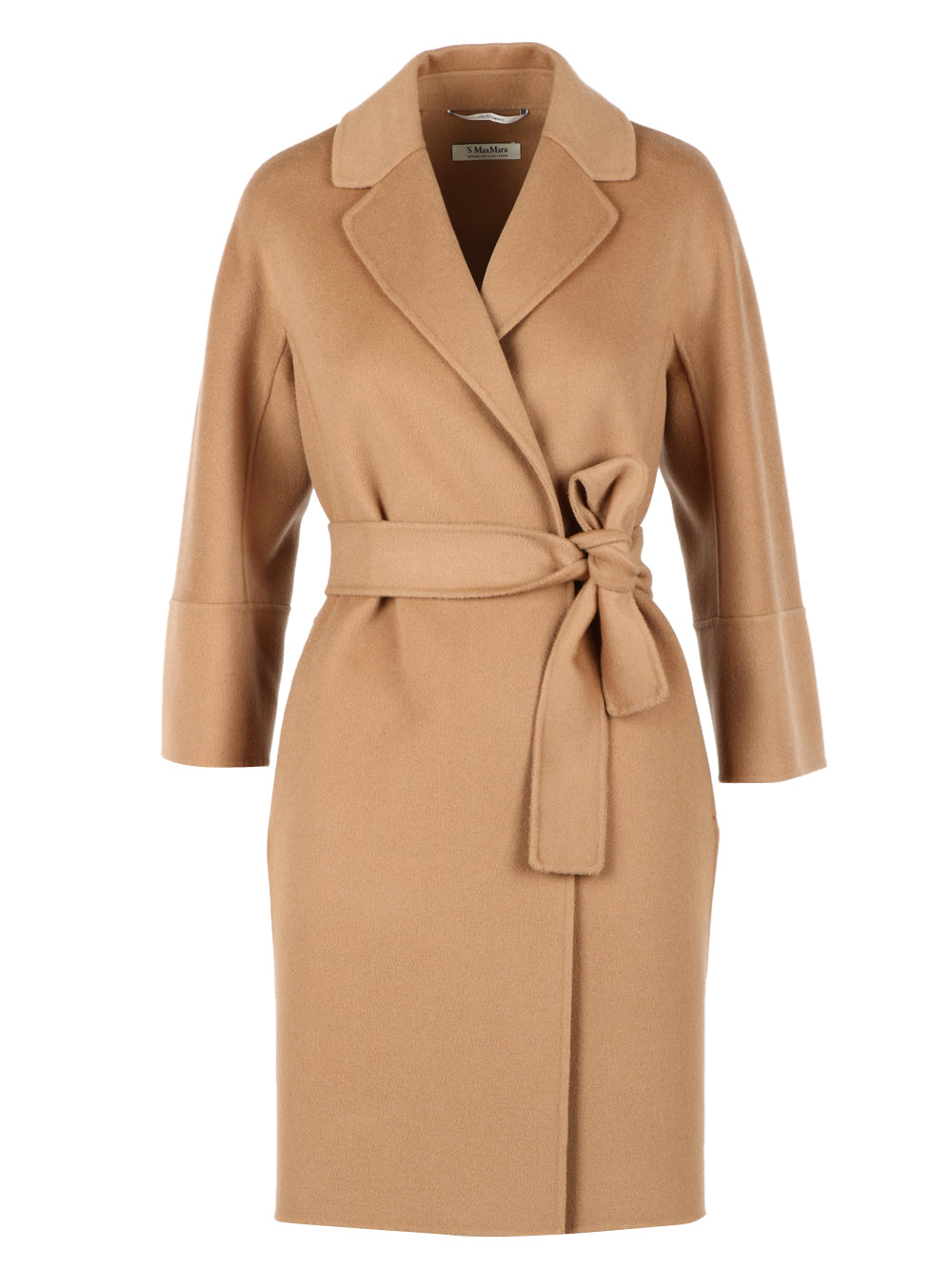 S MAXMARA Cappotto Arona a Vestaglia in Lana Vergine Cammello Camel