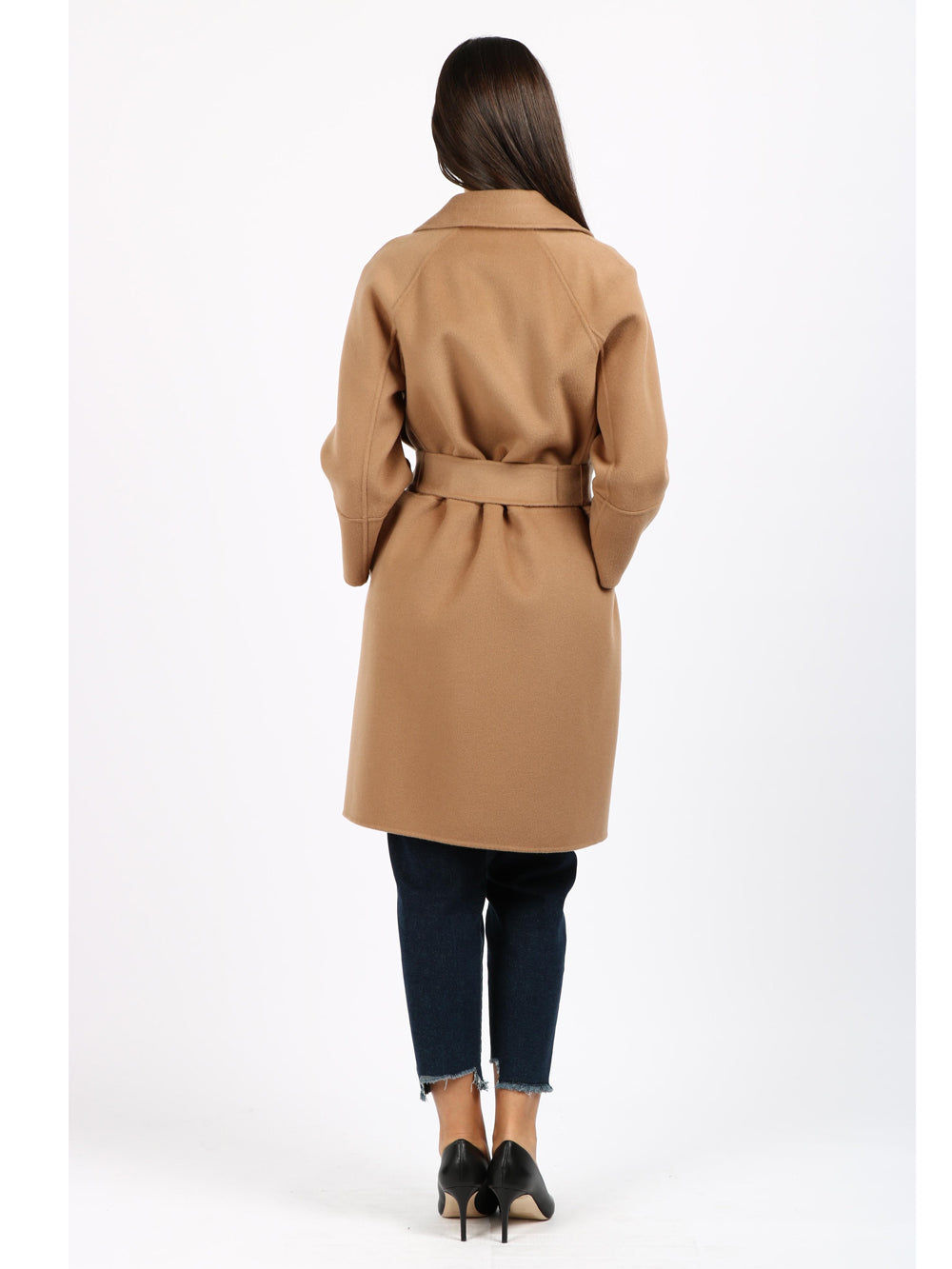 S MAXMARA Cappotto Arona a Vestaglia in Lana Vergine Cammello Camel