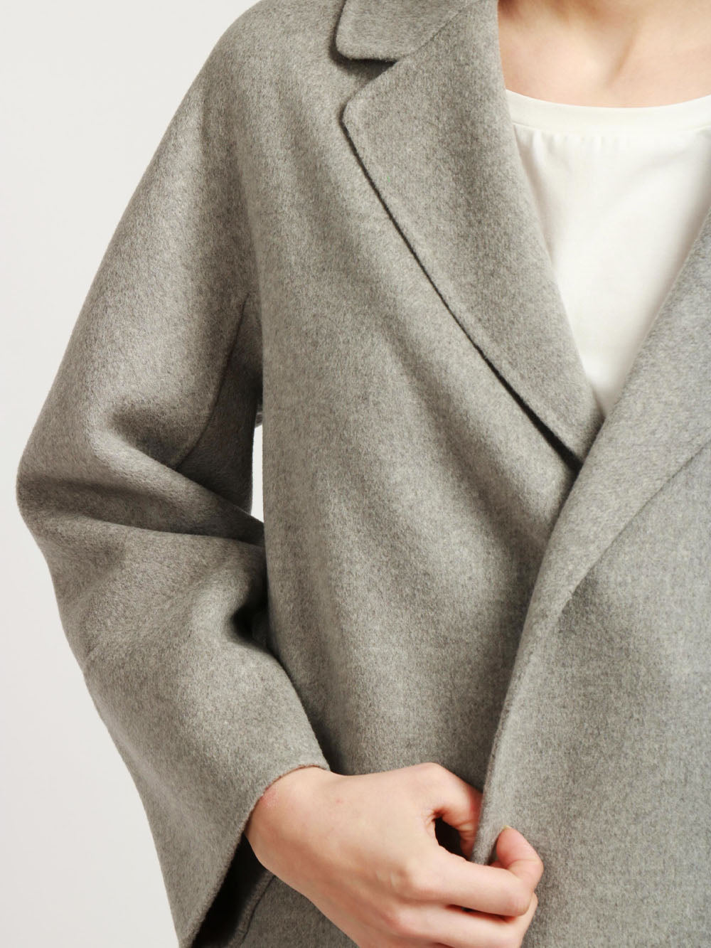 S MAXMARA Cappotto Arona a Vestaglia in Lana Vergine Grigio Grigio