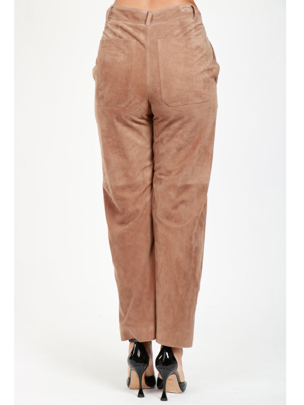 S MAXMARA Pantaloni Avio in Suede Miele Miele