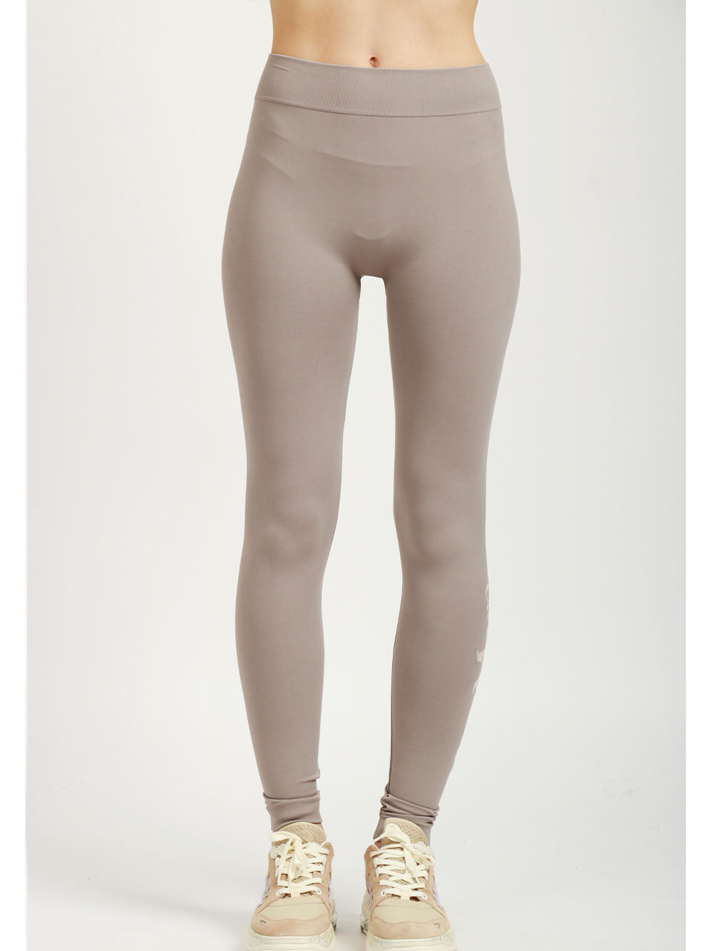 S MAXMARA Leggins Basilea Tortora con Logo Tortora