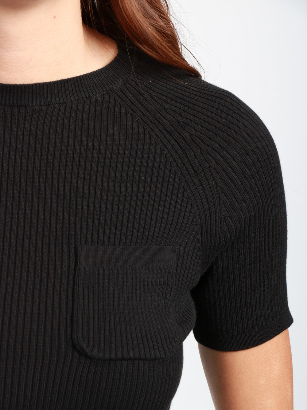 S MAXMARA Maglia Berlino in Cotone a Costine piccole Nera Nero
