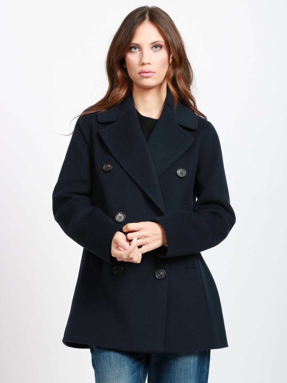 S MAXMARA Caban "Caban" in Lana Blu Notte Blu