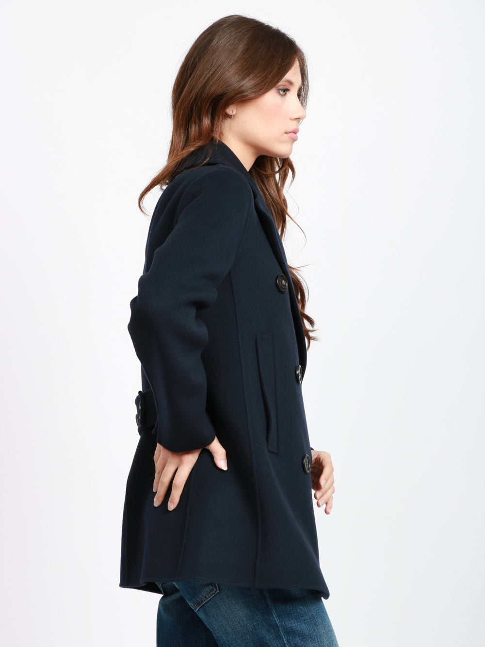 S MAXMARA Caban "Caban" in Lana Blu Notte Blu