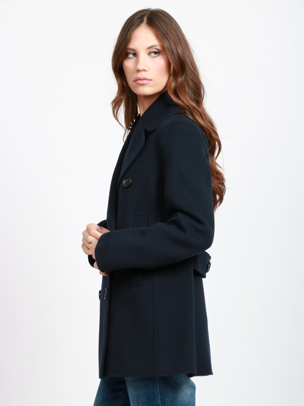 S MAXMARA Caban "Caban" in Lana Blu Notte Blu