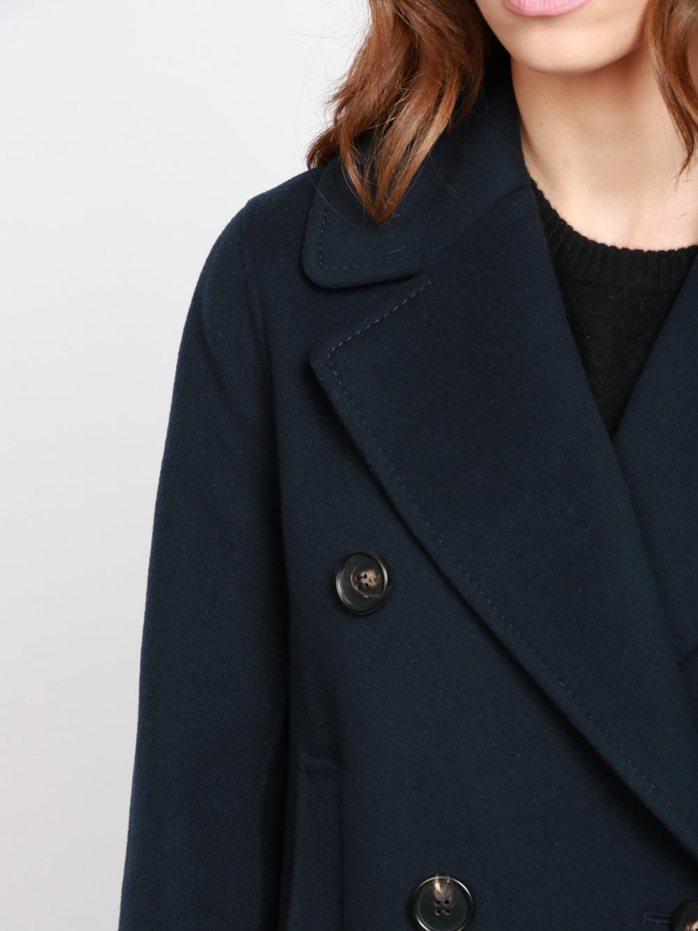 S MAXMARA Caban "Caban" in Lana Blu Notte Blu