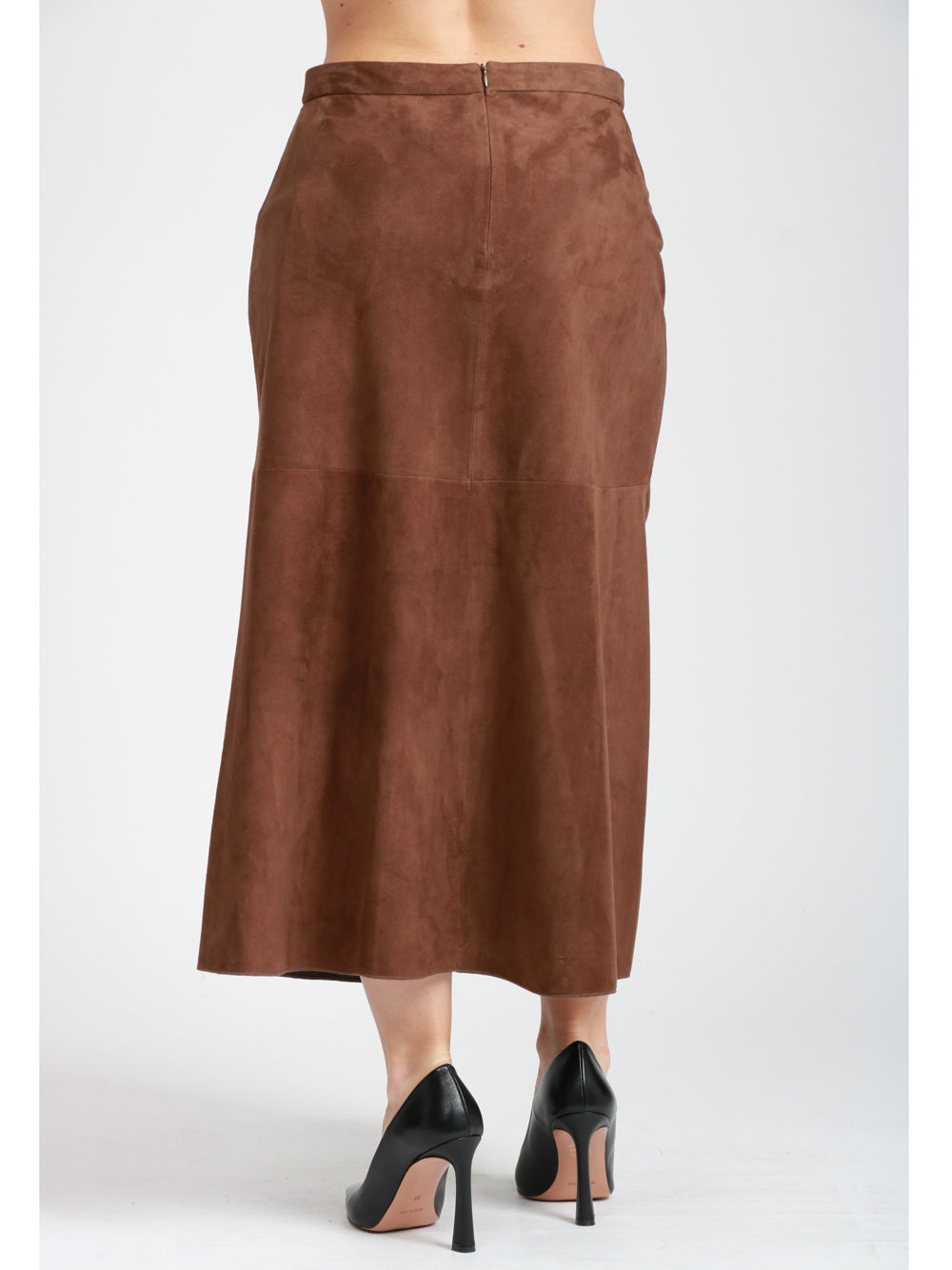 S MAXMARA Gonna Cipria midi in Renna Marrone Bruciato Marrone