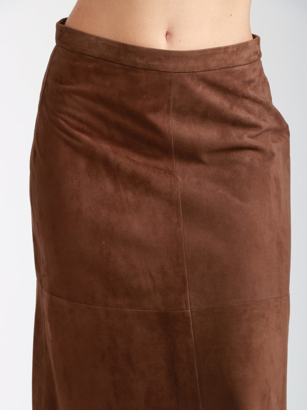 S MAXMARA Gonna Cipria midi in Renna Marrone Bruciato Marrone