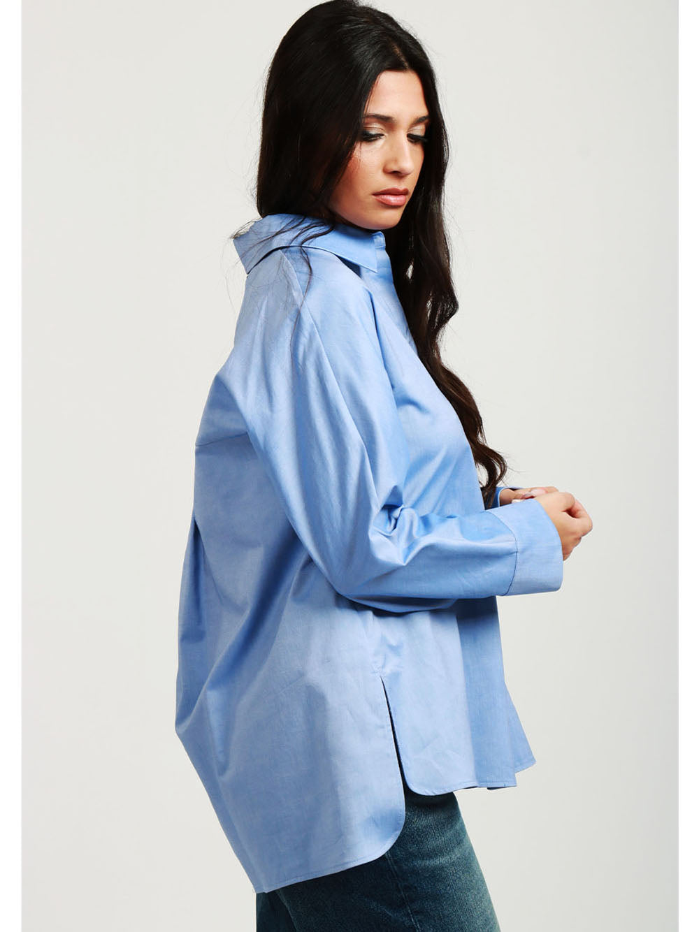 S MAXMARA Camicia Conero Over in Cotone Oxford Celeste Celeste