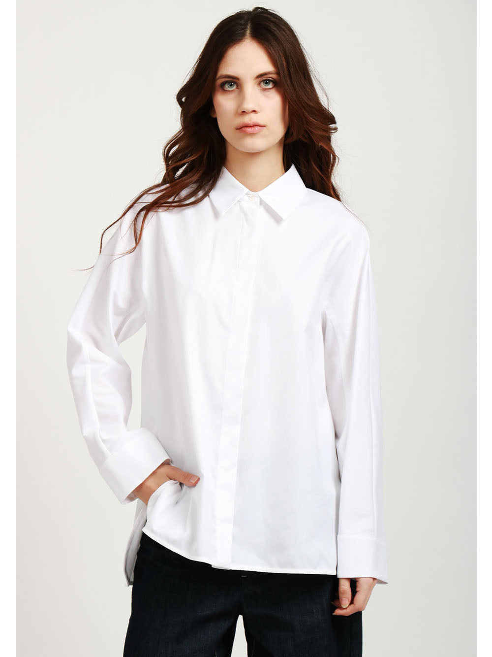 S MAXMARA Camicia Conero Over in Cotone Oxford Bianca Bianco