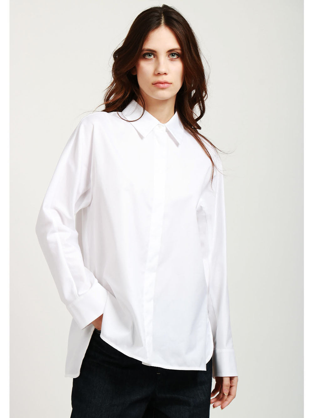 S MAXMARA Camicia Conero Over in Cotone Oxford Bianca Bianco