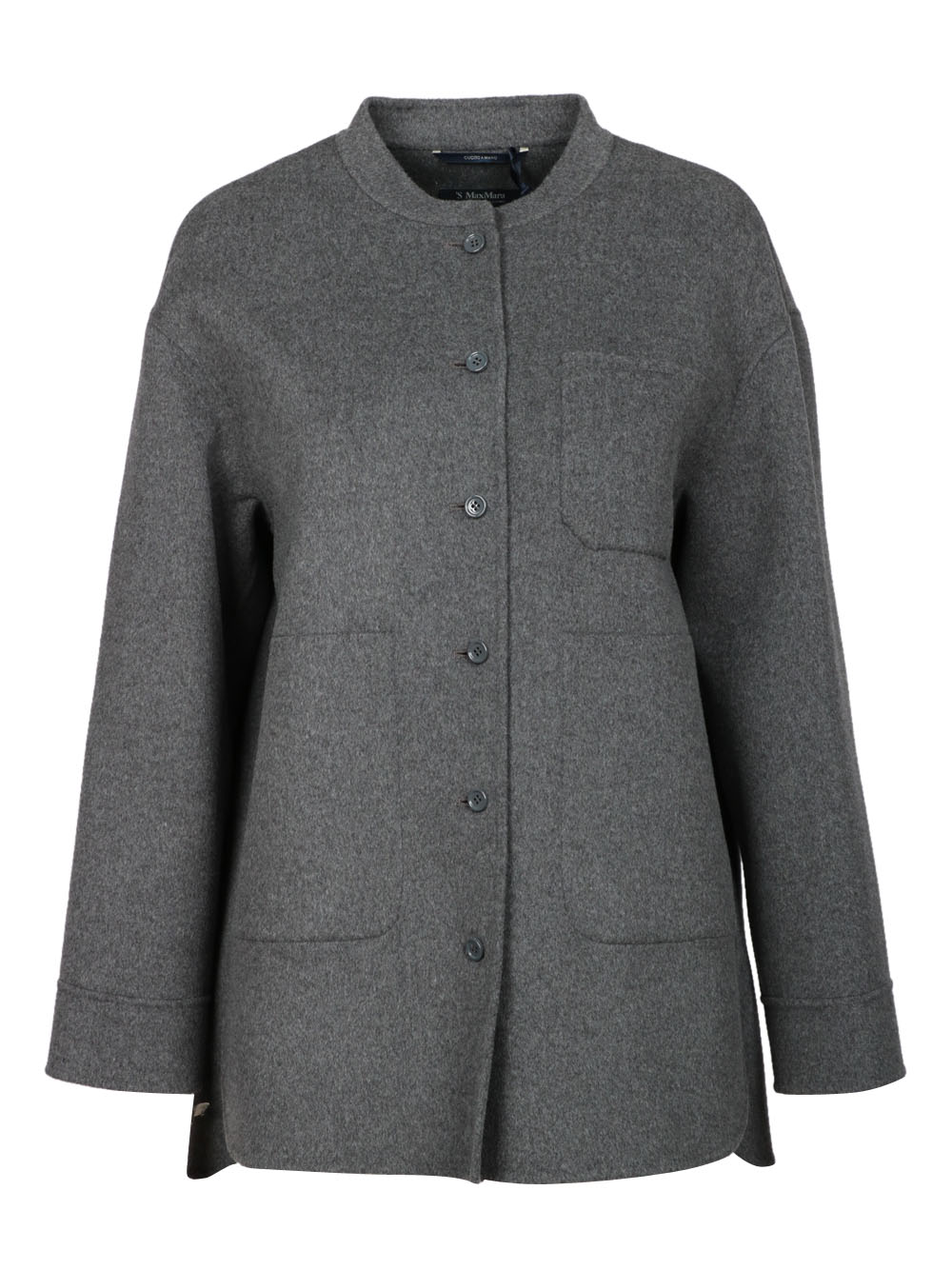 S MAXMARA Giacca Costanza in Lana a Camicia Spacchetti Laterali Grigia Grigio