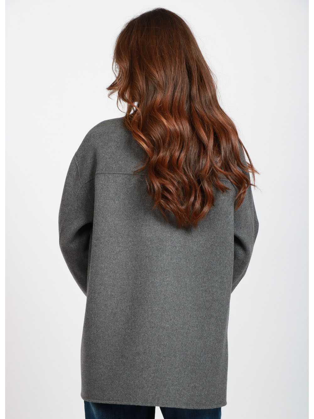 S MAXMARA Giacca Costanza in Lana a Camicia Spacchetti Laterali Grigia Grigio