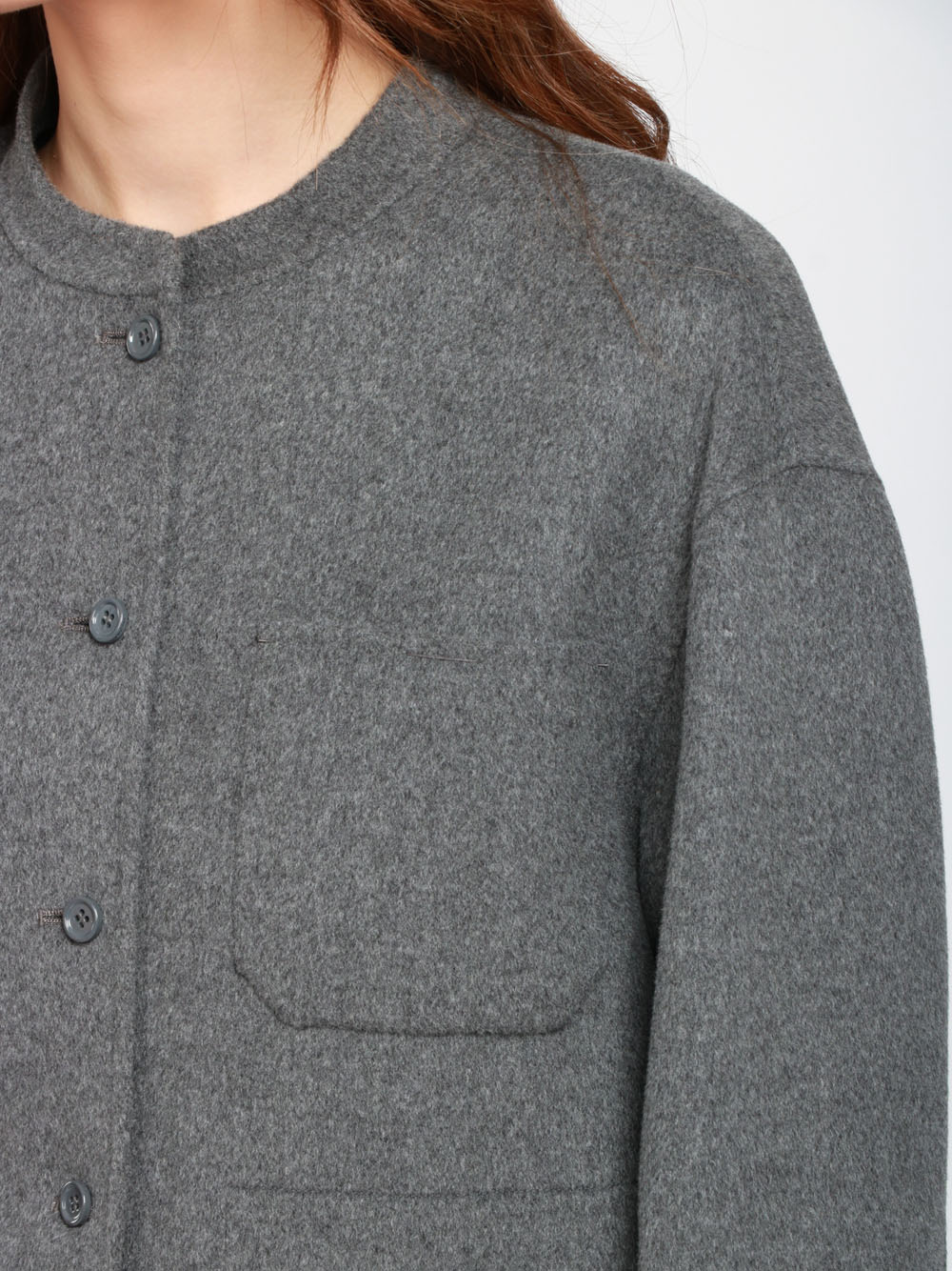 S MAXMARA Giacca Costanza in Lana a Camicia Spacchetti Laterali Grigia Grigio
