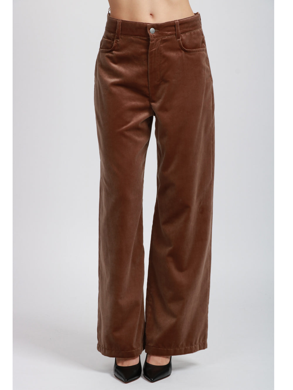 S MAXMARA Pantaloni Eiffel in Velluto Marroni con Gamba Dritta Marrone