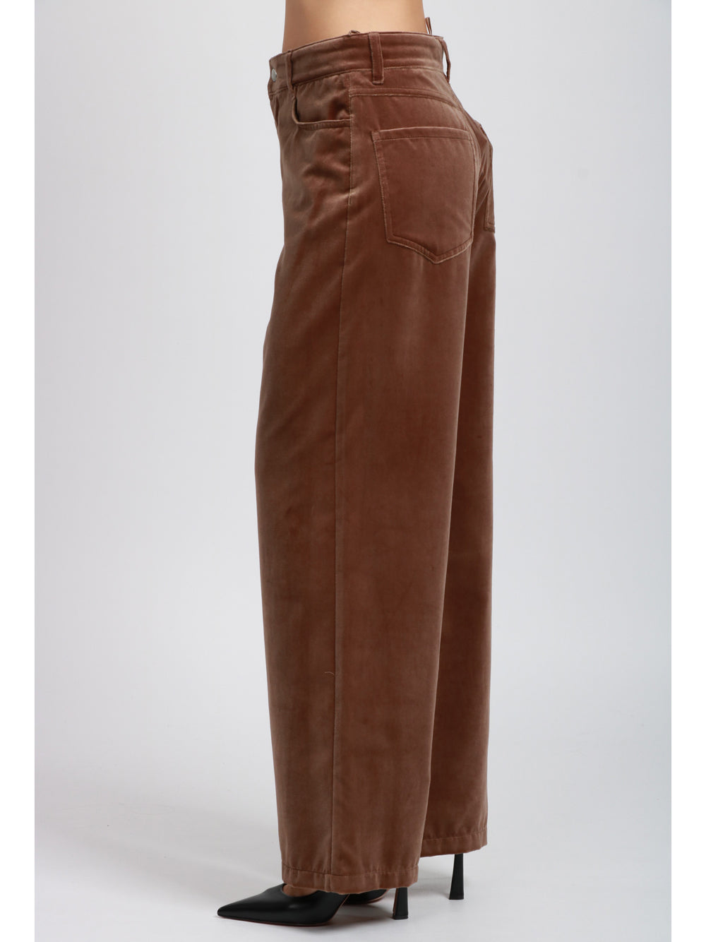 S MAXMARA Pantaloni Eiffel in Velluto Marroni con Gamba Dritta Marrone