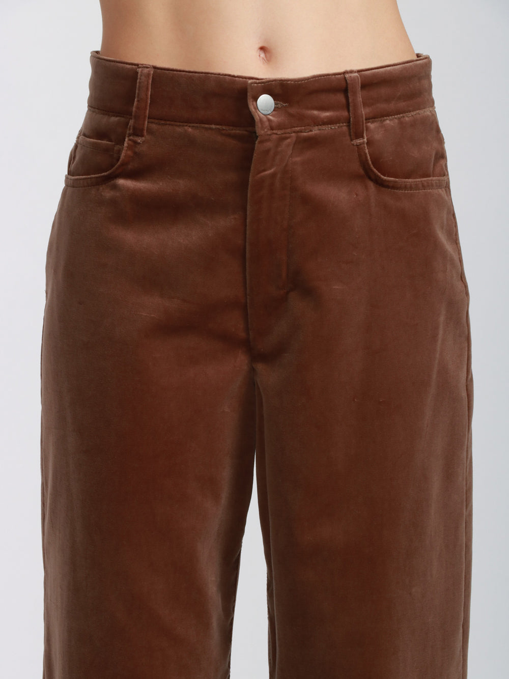 S MAXMARA Pantaloni Eiffel in Velluto Marroni con Gamba Dritta Marrone