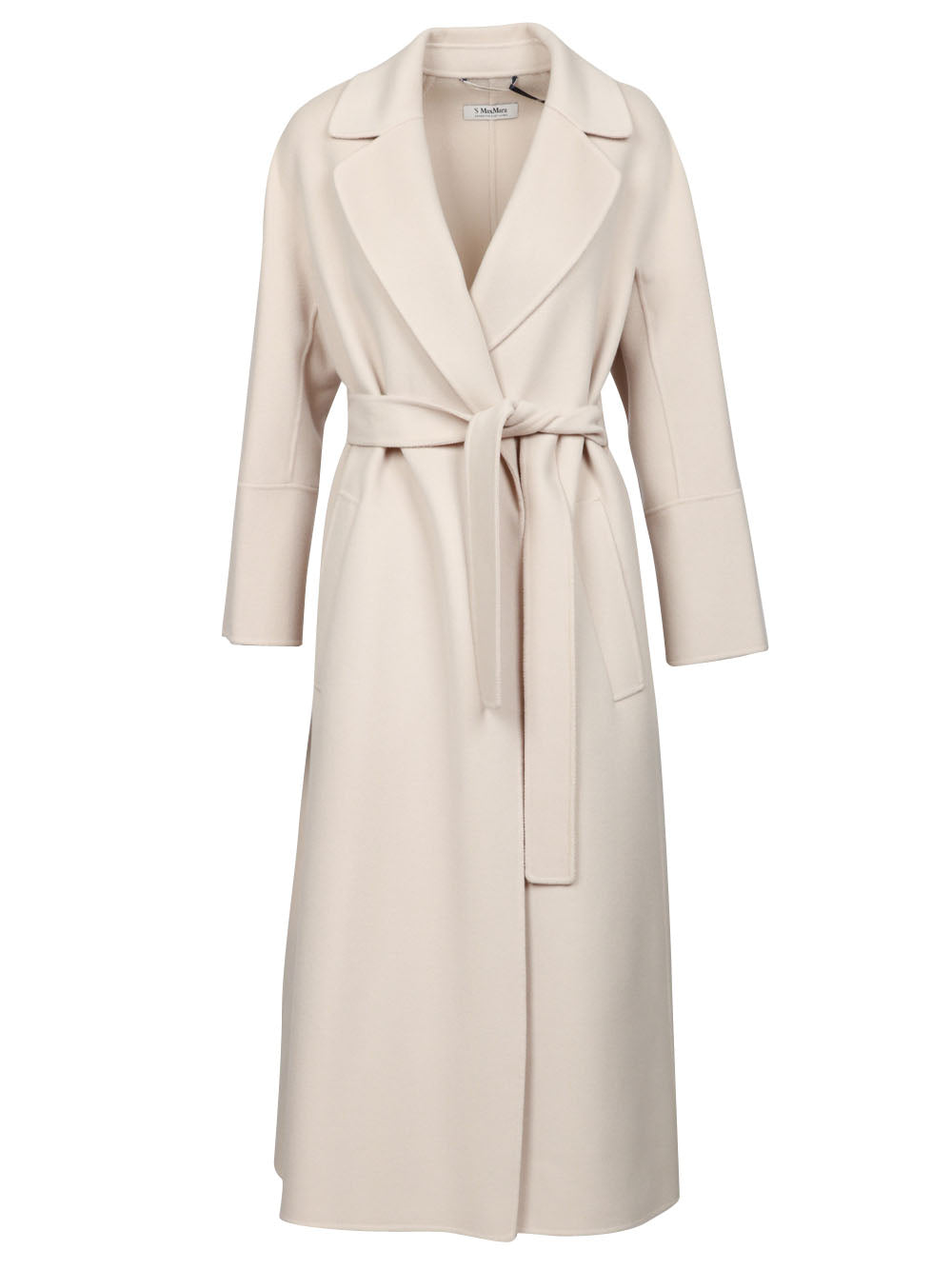 S MAXMARA Cappotto Elisa a Vestaglia Lungo in Lana Vergine Gesso Gesso