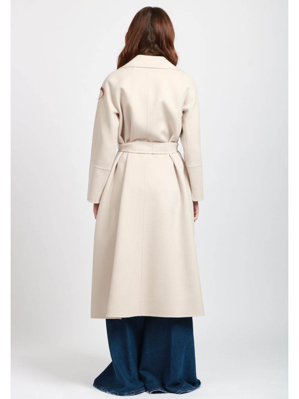 S MAXMARA Cappotto Elisa a Vestaglia Lungo in Lana Vergine Gesso Gesso