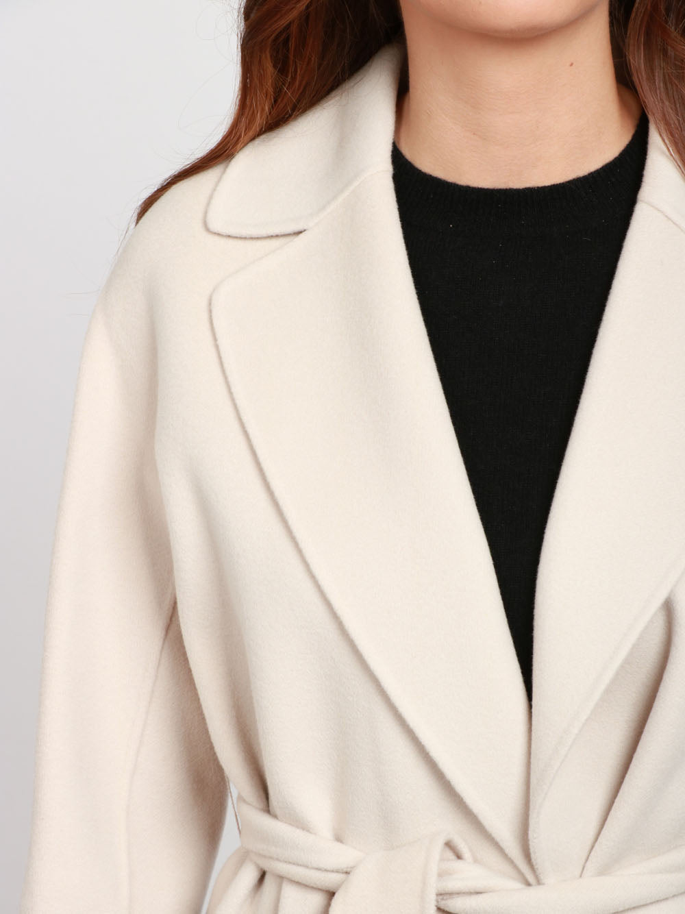 S MAXMARA Cappotto Elisa a Vestaglia Lungo in Lana Vergine Gesso Gesso