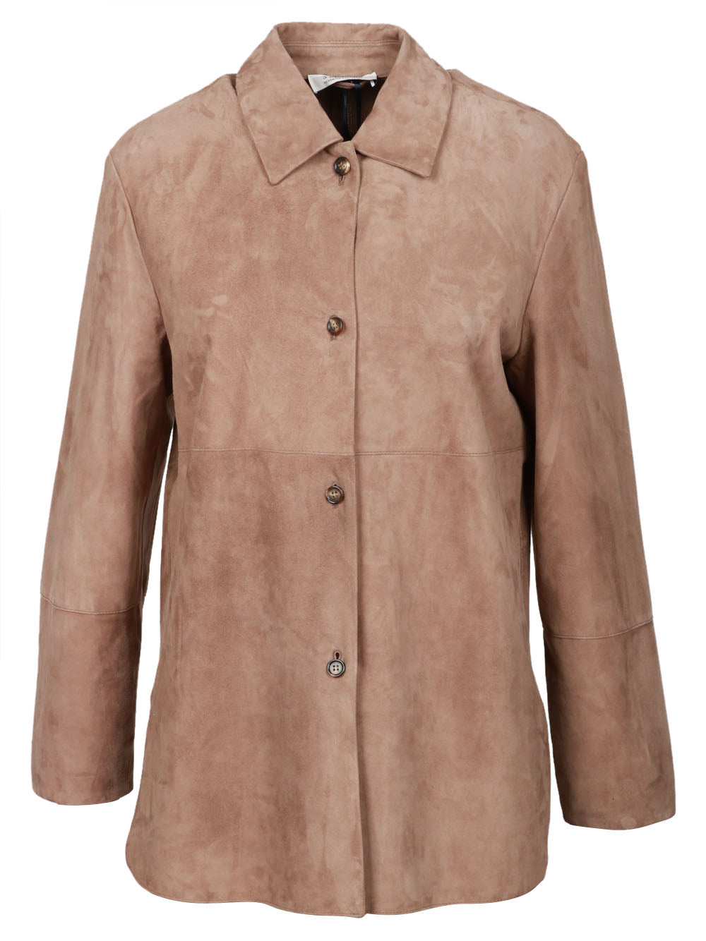 S MAXMARA Giacca Monopetto in Pelle Scamosciata Fango Fango beige