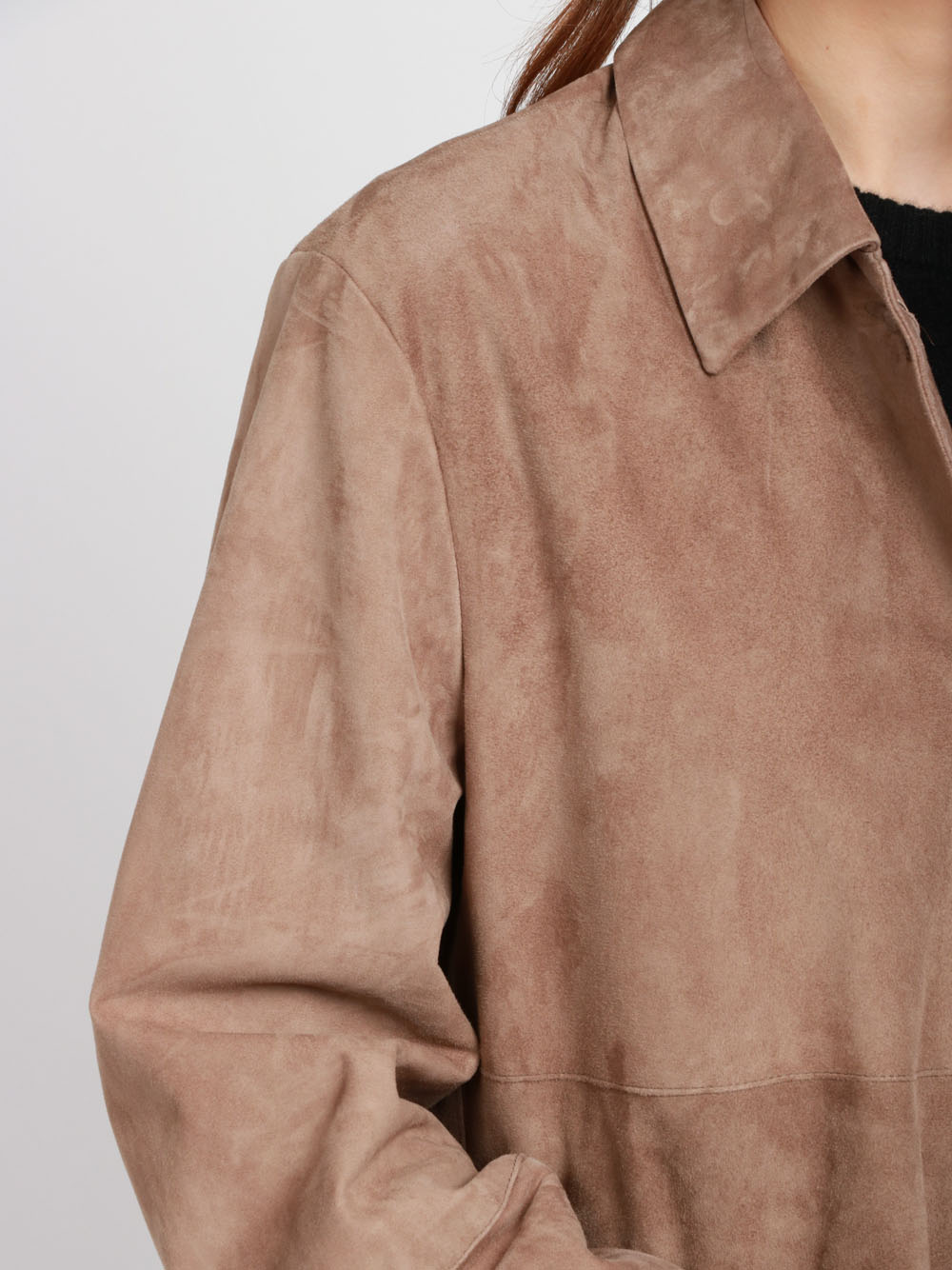 S MAXMARA Giacca Monopetto in Pelle Scamosciata Fango Fango beige