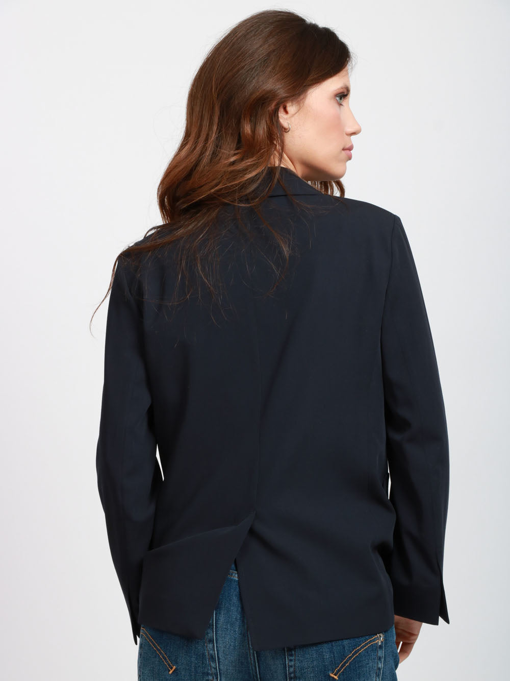 S MAXMARA Giacca Ester Doppiopetto in Lana di Crêpe Blu Blu