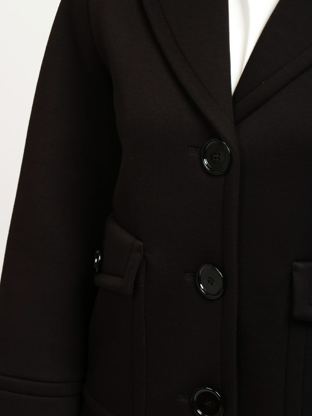 S MAXMARA Caban Estroso Monopetto in Neoprene Nero Nero