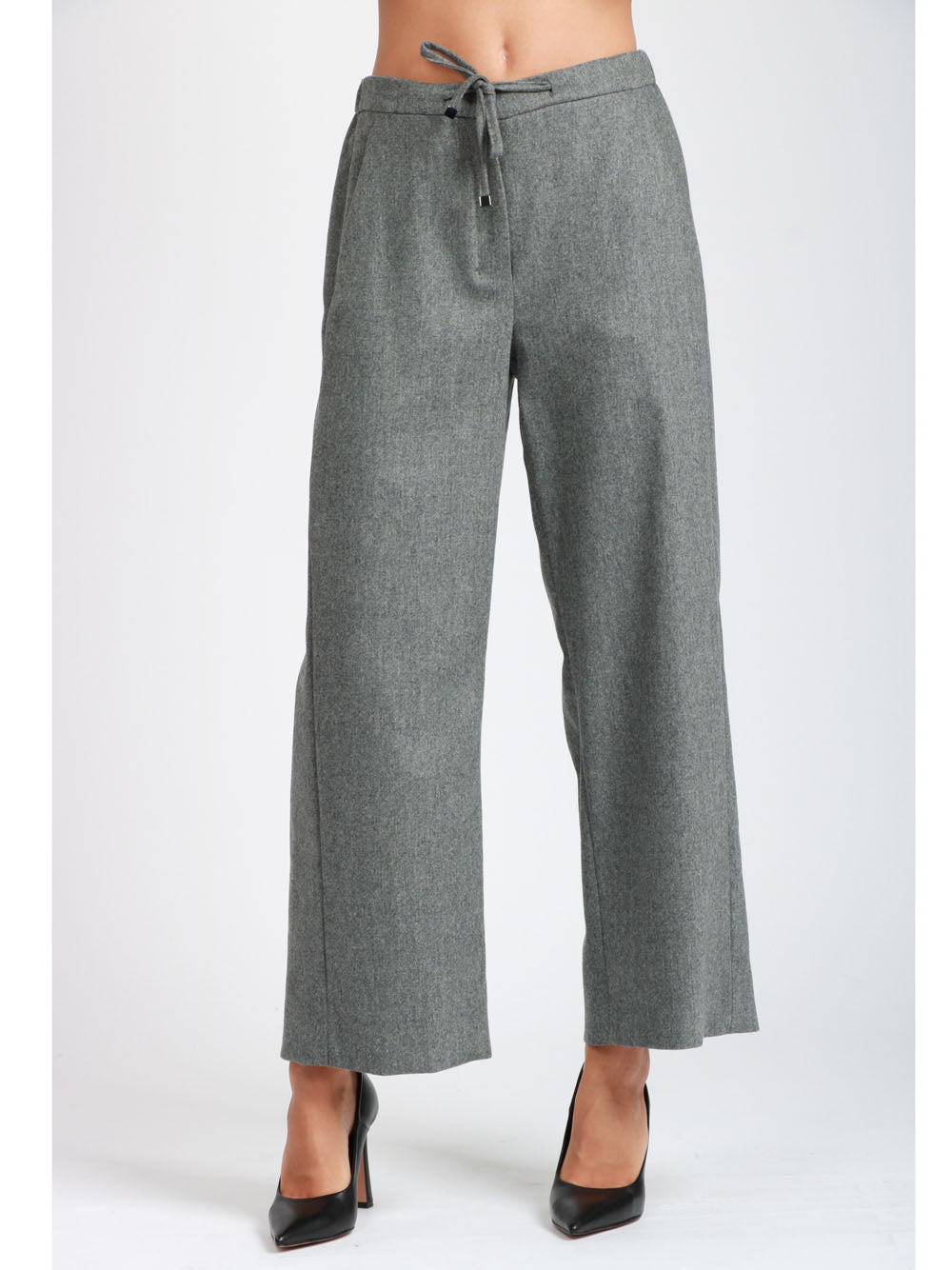 S MAXMARA Pantaloni Floria Jogger in Lana Grigi Grigio