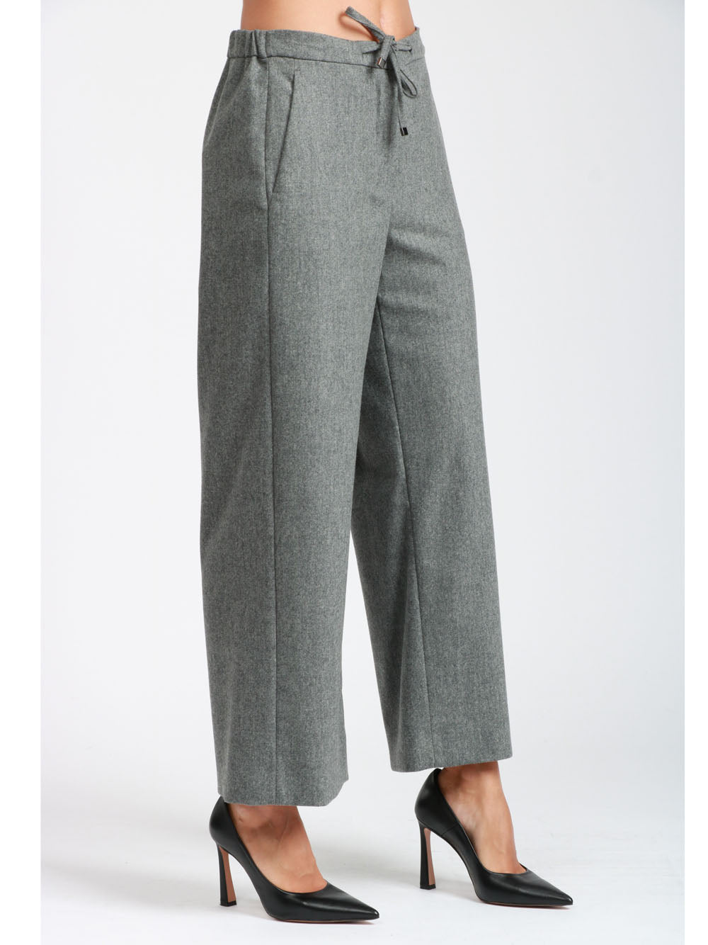 S MAXMARA Pantaloni Floria Jogger in Lana Grigi Grigio