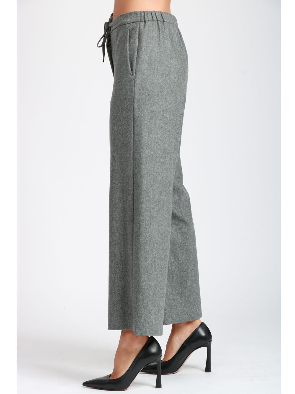 S MAXMARA Pantaloni Floria Jogger in Lana Grigi Grigio