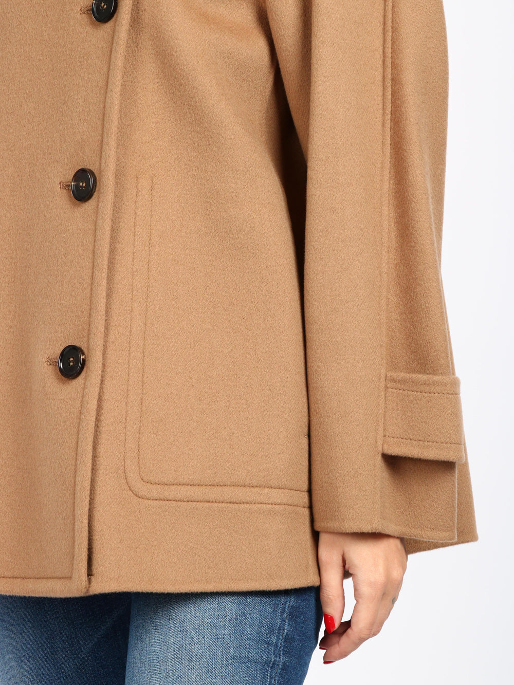 S MAXMARA Caban Fly Doppiopetto in Lana Cammello Cammello