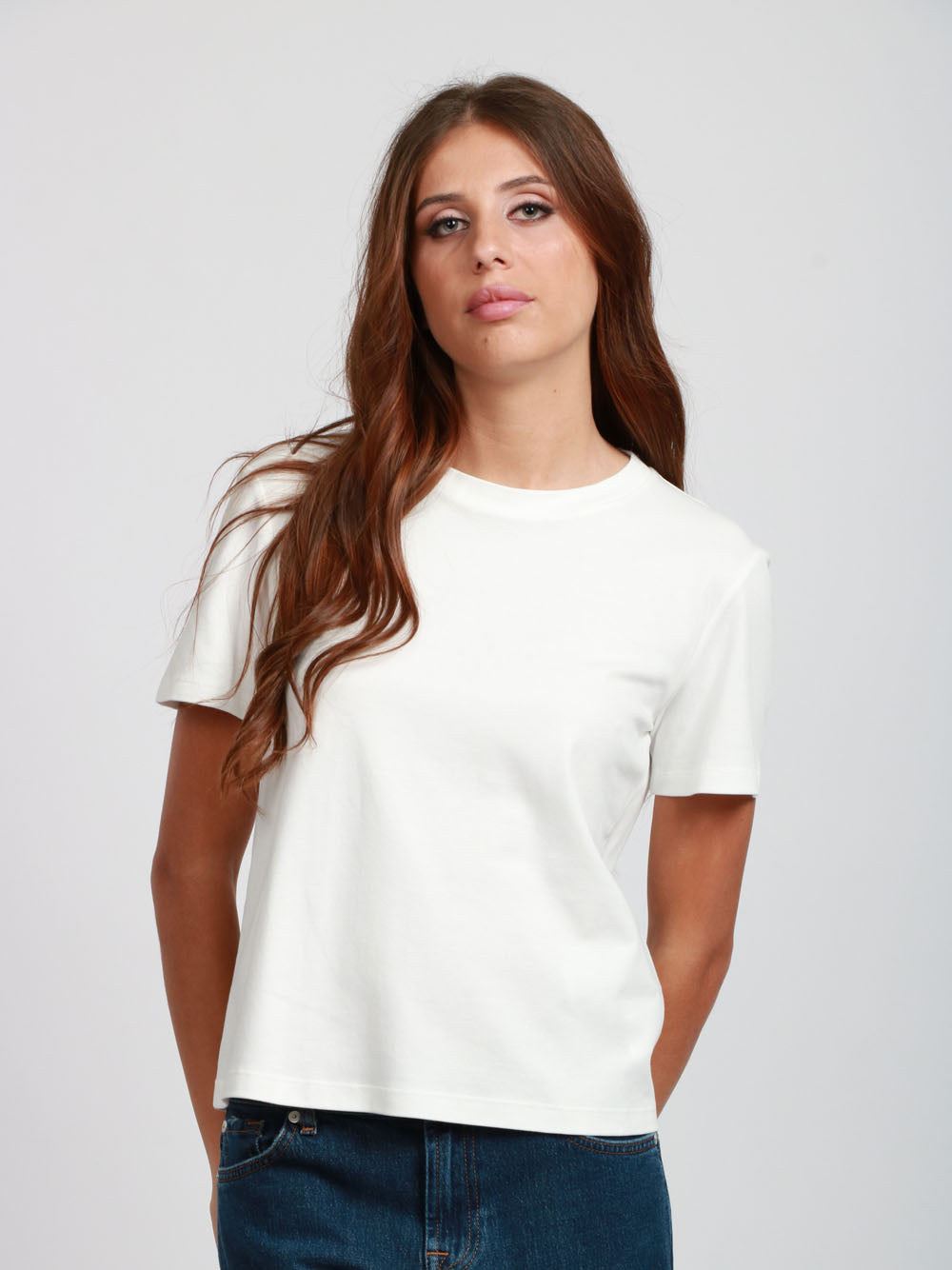 S MAXMARA T-shirt Gemma in Cotone Bianca Girocollo Bianco