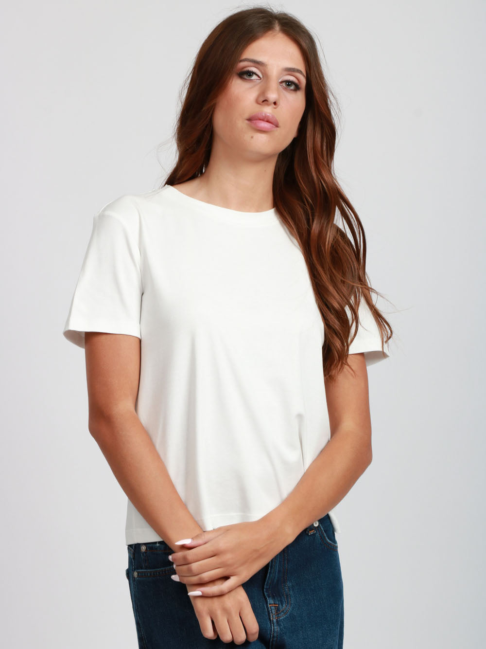 S MAXMARA T-shirt Gemma in Cotone Bianca Girocollo Bianco