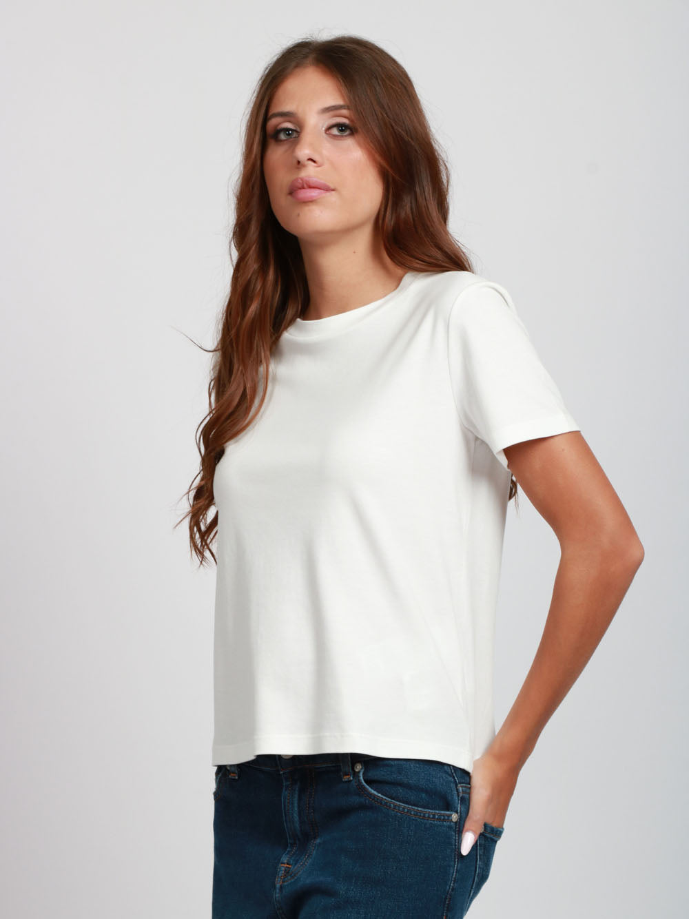 S MAXMARA T-shirt Gemma in Cotone Bianca Girocollo Bianco