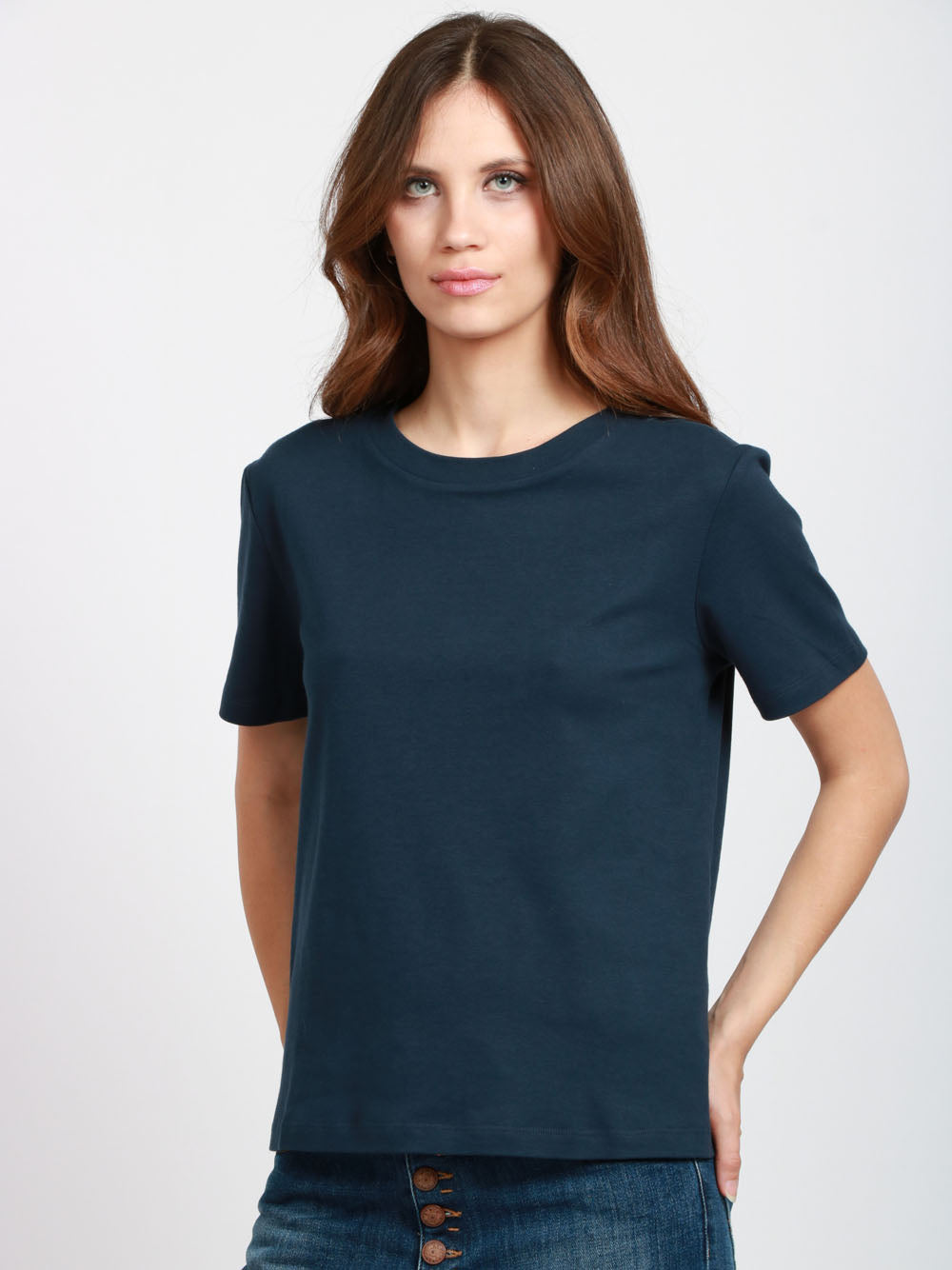 S MAXMARA T-shirt Gemma in Cotone Blu Girocollo Blu