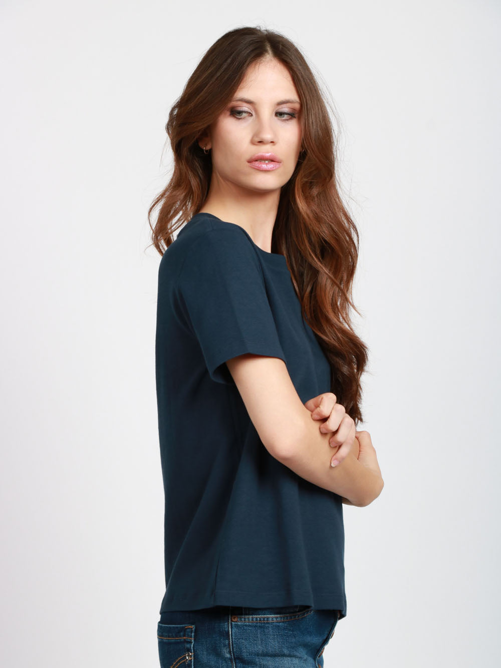 S MAXMARA T-shirt Gemma in Cotone Blu Girocollo Blu