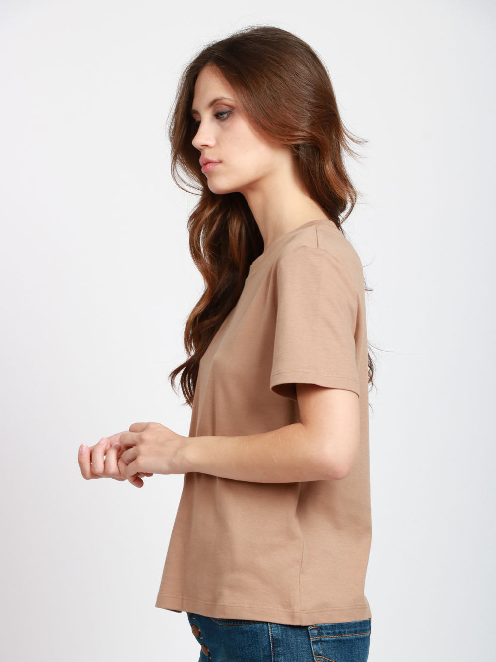 S MAXMARA T-shirt Gemma in Cotone Camel Girocollo Camel