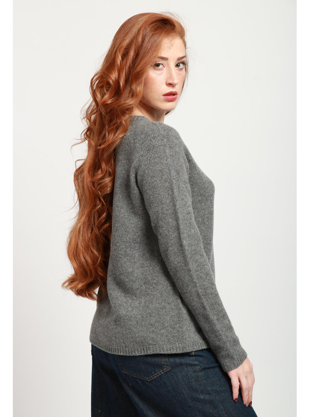 S MAXMARA Maglia Georg Gircollo in Lana e Cashmere Grigia Grigio