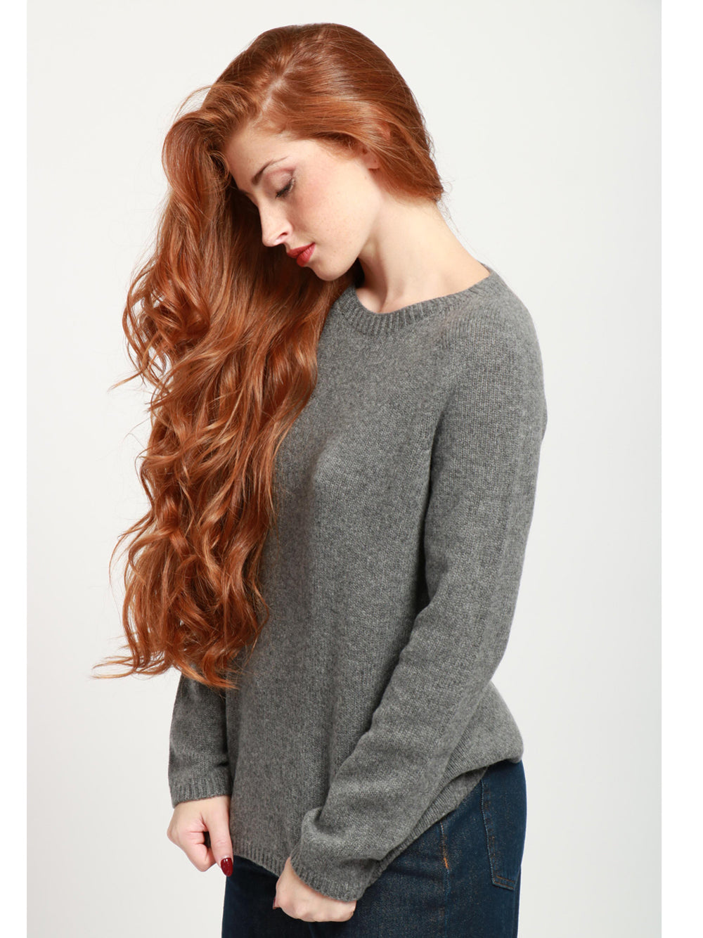 S MAXMARA Maglia Georg Gircollo in Lana e Cashmere Grigia Grigio