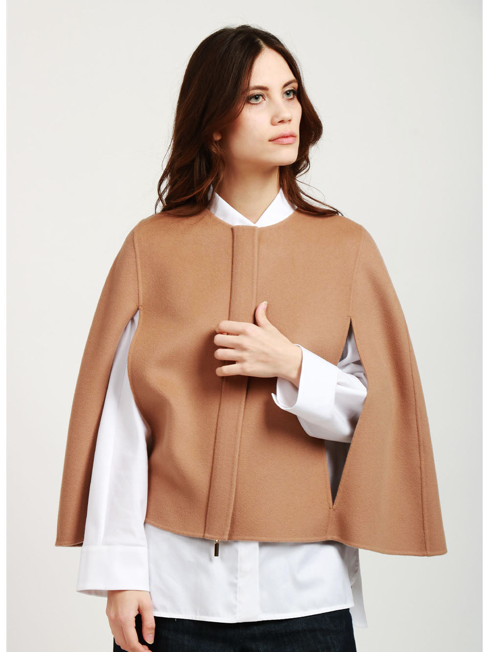 S MAXMARA Cappa Helene Girocollo in Lana Vergine Cammello Camel