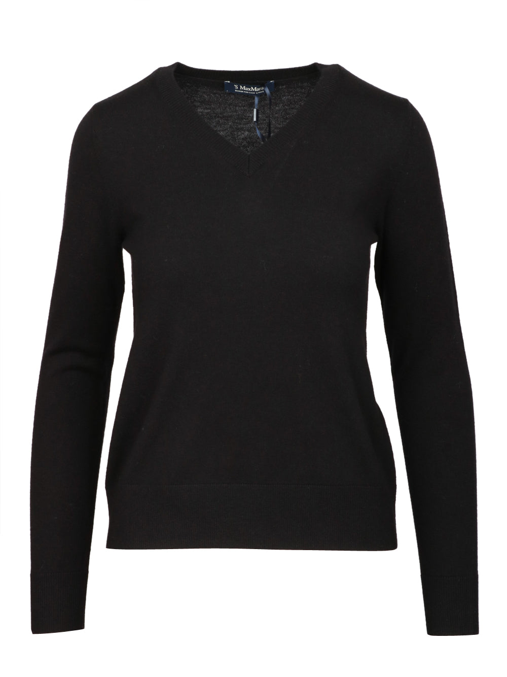 S MAXMARA Maglia in Lana Nera con Scollo a V Nero