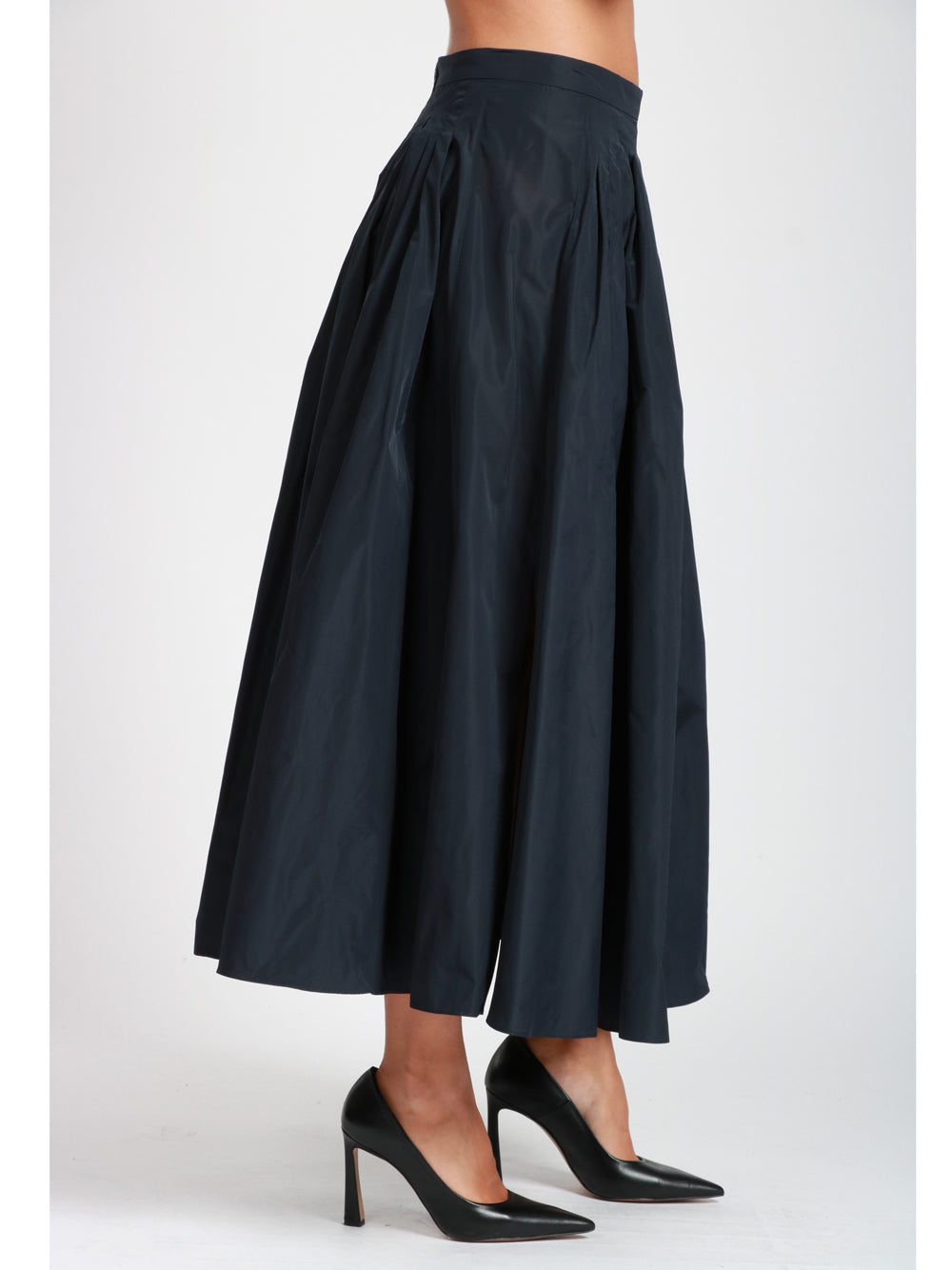 S MAXMARA Gonna Jokey con Pieghe in Taffetà Blu Notte Blu notte