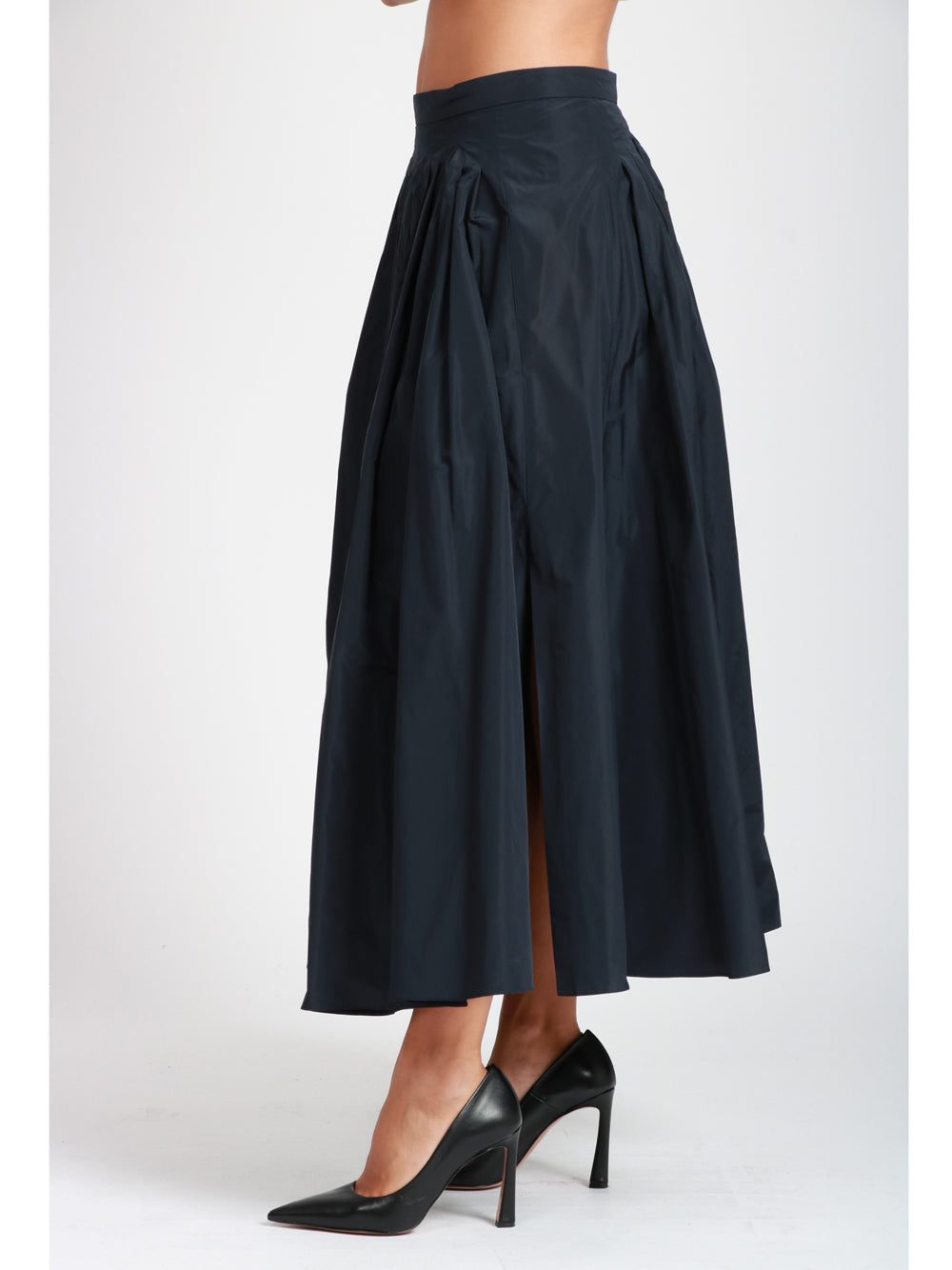 S MAXMARA Gonna Jokey con Pieghe in Taffetà Blu Notte Blu notte
