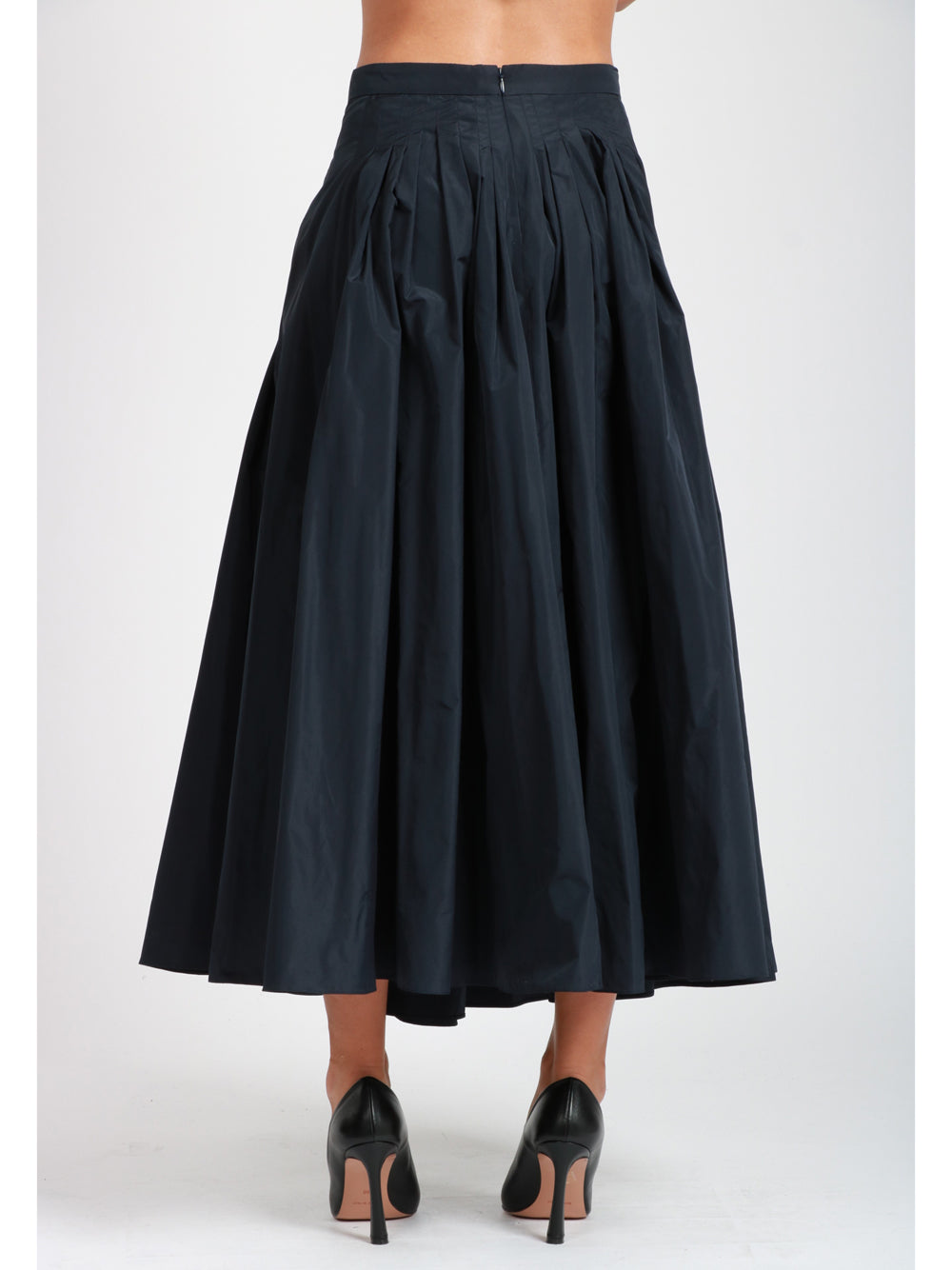 S MAXMARA Gonna Jokey con Pieghe in Taffetà Blu Notte Blu notte