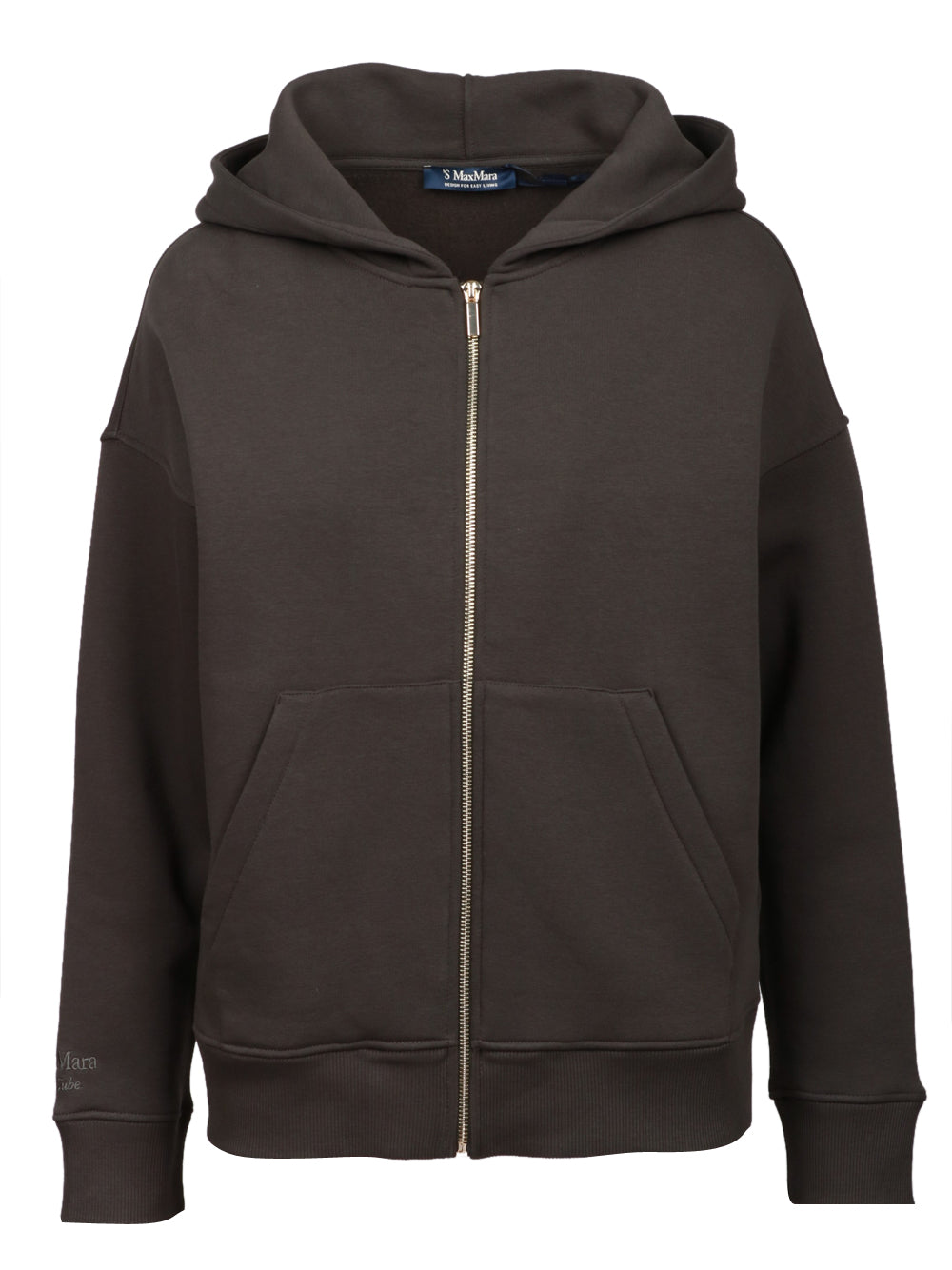 S MAXMARA Felpa Julia in Cotone Grigia con Cappuccio Grigio fumo