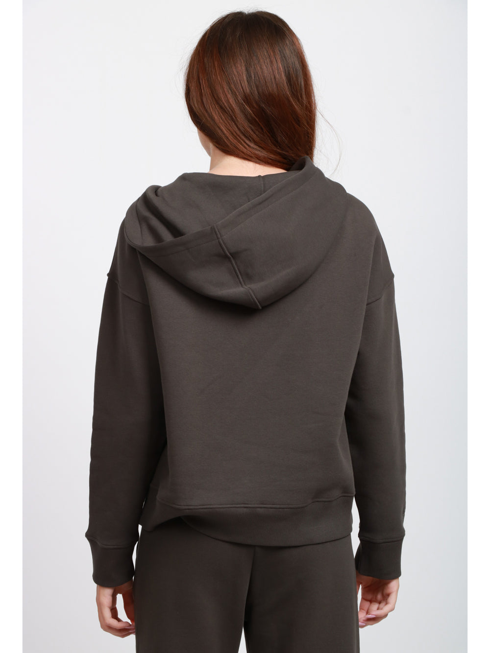 S MAXMARA Felpa Julia in Cotone Grigia con Cappuccio Grigio fumo